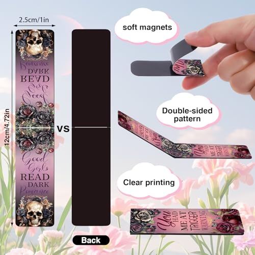 Dark Romance Magnetic Bookmarks Gifts - Wxiben 30 Pcs Romance Merch Magnet Book Page Markers Skull Roses Bookmark Clips Gift for Home Book Lovers Students Teacher School Reading Office Supplies - style: Dark Romance
