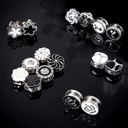 MTLEE 16 Pairs Hijab Magnetic Pins for Women Black and White No Snag Multi-use Hijab Magnets Pinless Scarf Magnets Pin Buttons Brooch Clasps for Clothing Scarves Headscarf Hats Shirt Collars Shawls