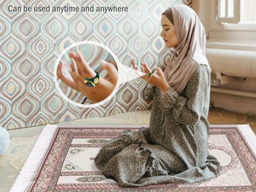Smart Ring Counter, Smart Tasbih Zikr Ring, Muslim Islamic Prayer Smart Rings,Tasbih Counter Smart Ring, Digital Electronic Smart Tally Counter, Tasbeeh Smart Counter for Prayer (Green, 20mm)