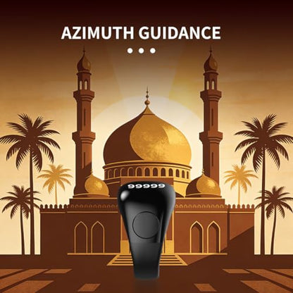 Smart Tasbih Zikr Ring,Adjustable Counter, 3 Sizes (18,20,22mm) Muslim Digital Azan Alarm Clock,APP Support Digital Counter Prayer Reminder Rings, Waterproof 5 Digit Finger Counter zikr Ring - color: Black