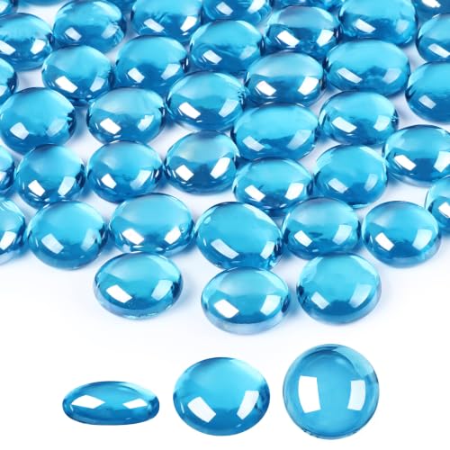 Suream 2 LB Marbles for Vases, Blue Glass Beads Bulk for Vase Fillers, Flat Glass Marbles for Aquariums, Hydroponics Plants, Home Decor, Christmas DIY Craft - color: Blue, size: 2LB
