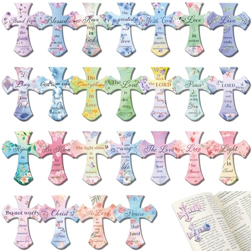 50 PCS Bible Magnetic Bookmarks, Christian Bookmarks Bulk Cross Clips - style: Flower