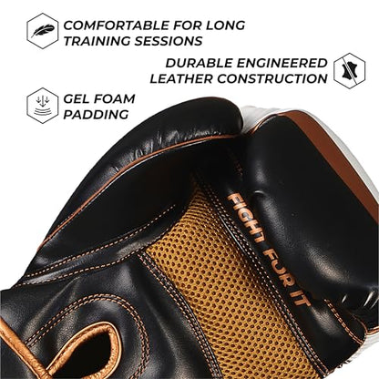 Sanabul Essential Gel Boxing Gloves for Men & Women, Kickboxing MMA, Muay Thai Gloves and Heavy Bag Training Punching & Sparring - color: Black/Copper, size: 10 oz