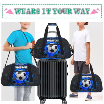 Custom Name Sports Bag Training Perform Bag, Soccer Black Blue | Personalized Named Practice Travel Overnight Training Bag - color: Color 23