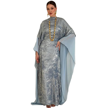 Kaftan Abaya Dubai Style Abaya Daily Smooth Flowy Muslim Dress Women Clothes - color: Grayish Green