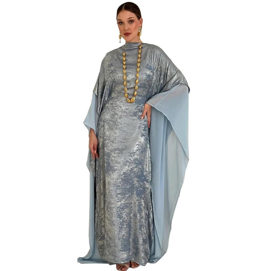 Kaftan Abaya Dubai Style Abaya Daily Smooth Flowy Muslim Dress Women Clothes - color: Grayish Green