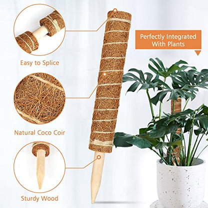 【4 Pack】 JJGoo Moss Pole, 17 inch Coco Coir Totem Poles Extending to 53 Inches, Plant Support Stick Plant Poles for Indoor Plants Climbing Plants Monstera, Sphagnum, Pothos - size: 4 Pack 17 inch
