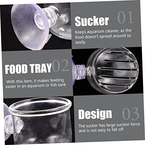 UPKOCH 2pcs Glass Fish Feeding Cups Aquarium Food Holders Cups for Easy Installation Smooth Feeding Mouth for Freshwater Tanks