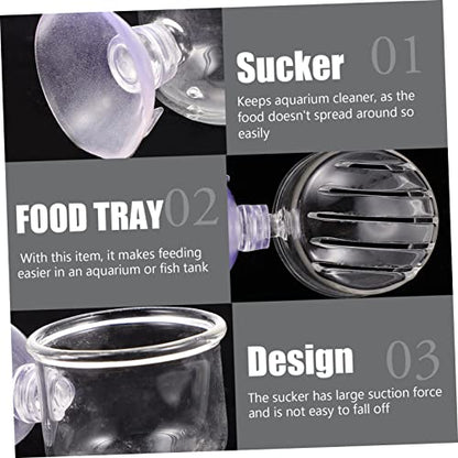 UPKOCH 2pcs Glass Fish Feeding Cups Aquarium Food Holders Cups for Easy Installation Smooth Feeding Mouth for Freshwater Tanks