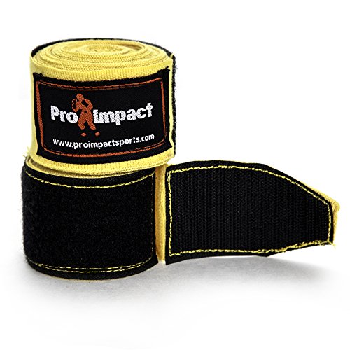 180 Inch Mexican Style Boxing Hand Wraps – Stretchable Wrist & Knuckle Support for MMA, Muay Thai, Kickboxing, Heavy Bag & Combat Training – Men & Women - color: Yellow
