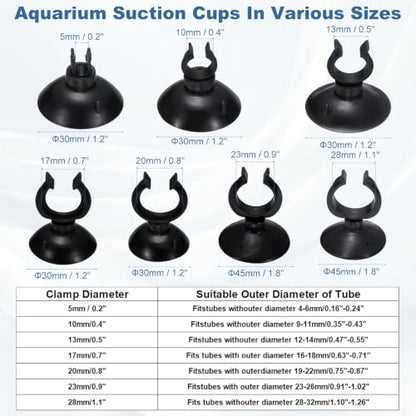 Aquarium Suction Cups, Fish Tank Suction Cups Clips Airline Tube Holders Clamps (Plastic, 8Pcs, Black) for 0.7" Fish Tank Airline Tubing Binding Moss Shrimp Nest, 17x30MM - color: Black, size: 17x30MM