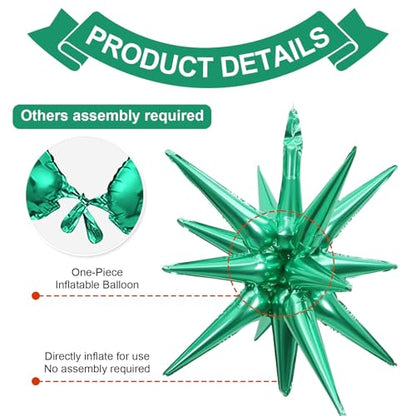 Green Star Balloons, 6PCS 22 Inch Foil Explosion Star Balloons - color: Green