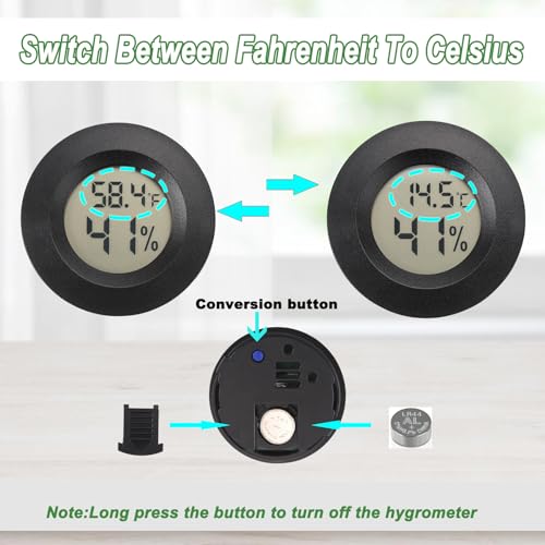 Mini Hygrometer Digital Thermometer Humidity Meter 6 Pack Hygrometer Thermometers Indoor/Outdoor Humidity Monitor Reptile Thermometer for Greenhouse Garden Cellar Fahrenheit(℉)/ Celsius(℃)