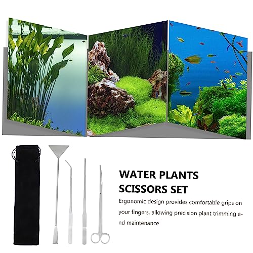 LIOOBO 1Set Aquascaping Tools Aquarium Maintenance Aquatic Plant Scissors Tweezers Spatula Kit for Fish Tank Care