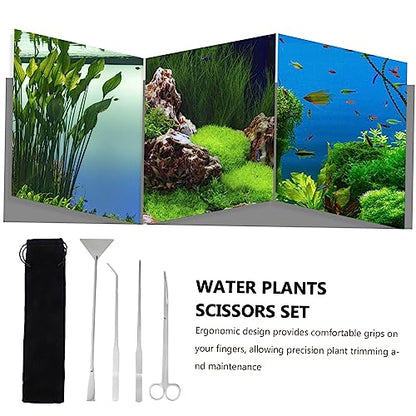 LIOOBO 1Set Aquascaping Tools Aquarium Maintenance Aquatic Plant Scissors Tweezers Spatula Kit for Fish Tank Care