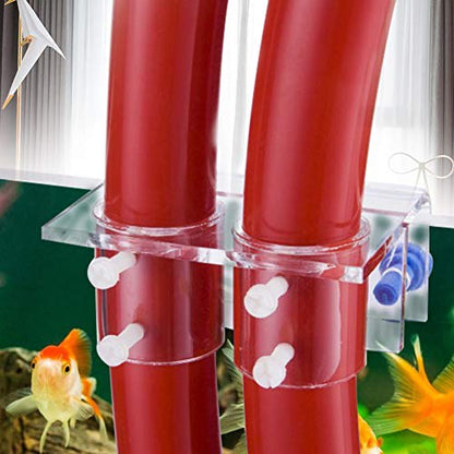 2 PCS Acrylic Aquarium Pipe Clip Clamp Holder, Transparent Acrylic Water Tube Soft Pipe Fixture for Fish Tank Aquarium Holding Doing Pump Soft Hose (Double Hole) - size: Double Hole