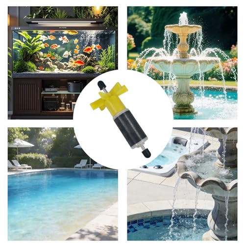 16mm Yellow Submersible Pump Rotor | 2 Stainless Steel Shafts, Magnetic Impeller, Aquarium Water Pump Replacement