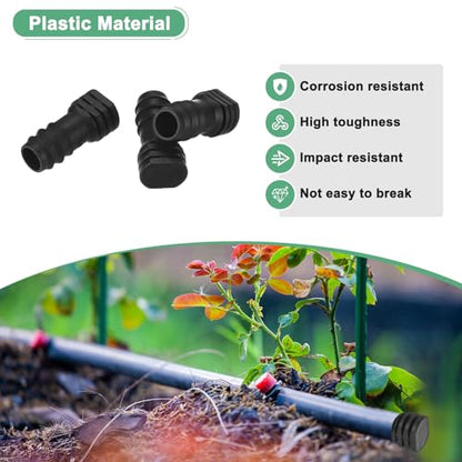 M METERXITY 10-Pack Drip Irrigation Barbed Fittings, for 3/8 Inch End Plug Tubing Connector Plastic Coupling Irrigation Parts for Garden/Greenhouse/Aquarium/Flower Pot, Drip Pipe Accessories - style: End Plug