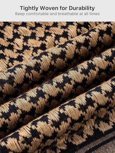FREE SOLDIER Scarf Military Shemagh Tactical Desert Keffiyeh Head Neck Scarf Arab Wrap with Tassel for Men Women - color: Black Brown