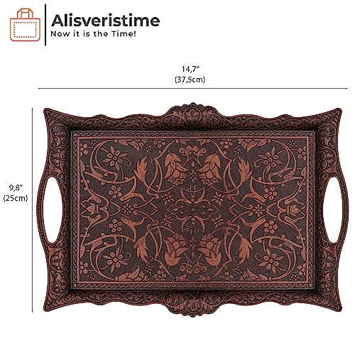 Alisveristime Big Square Zamac Serving Tray, 14.5 x 9.85 in (Copper) - color: Brown