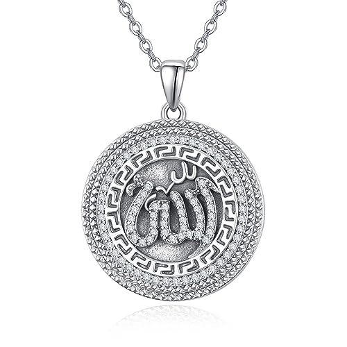 PRAYMOS 925 Sterling Silver Religious Islamic Necklace/Irish Triquetra Celtic Knot Pendant Jewelry Gift for Women - style: 2-Allah necklace silver