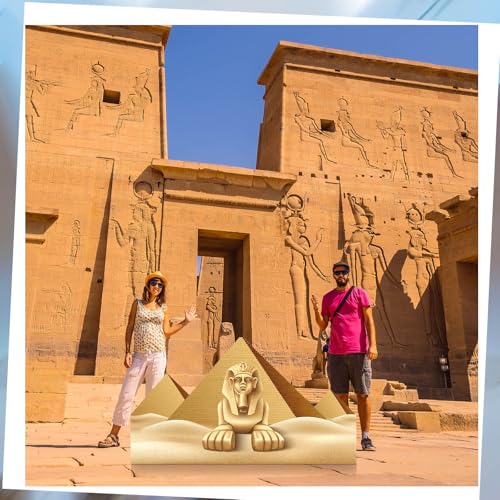 Thyle 6.7 Feet Pyramid & Sphinx Cardboard Cutout Stand-up Life Size Travel the World Theme Party Decoration Backdrop Photo Props Ancient Egyptian Sphinx Pyramid Stand Up for Theme Party Supply - style: Pyramid & Sphinx