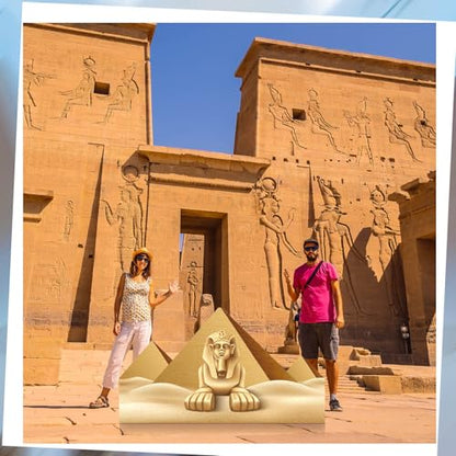 Thyle 6.7 Feet Pyramid & Sphinx Cardboard Cutout Stand-up Life Size Travel the World Theme Party Decoration Backdrop Photo Props Ancient Egyptian Sphinx Pyramid Stand Up for Theme Party Supply - style: Pyramid & Sphinx