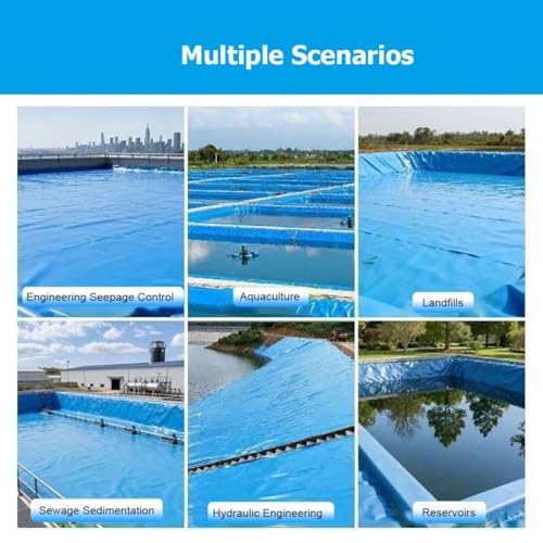 Durable PVC Pond Liner 0.3MM Thick - HDPE Blue Preformed Mat for Fish & Plants, Ideal for Outdoor Ponds, Koi Ponds, Streams, Garden Fountains & Waterfalls (1.5x5m/4.9x16.4') - size: 1.5x5m/4.9x16.4'