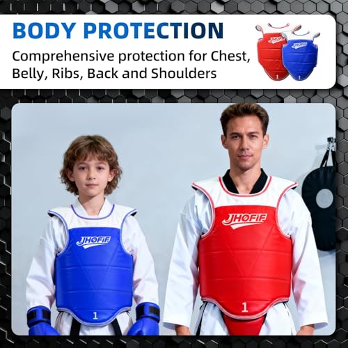 Martial Arts Chest Guard - Boxing Body Protector, Reversible Taekwondo Sparring Gear with Adjustable Straps, High-Density Foam Padding for MMA/Karate Training - size: 5