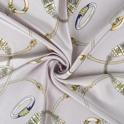 27" Head Scarf Like Satin Silk for Women,Hair Scarves Bandana,Headband Silk Feeling for Hair Wrap - color: Dark Blue and White Gold