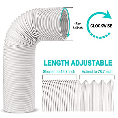 Jin&Bao 5.9" (6") Diameter AC Hose, 78.7" Length Portable Air Conditioner Exhaust Hose, Clockwise Thread, Universal Replacement - size: 5.9（6）'' - Clockwise