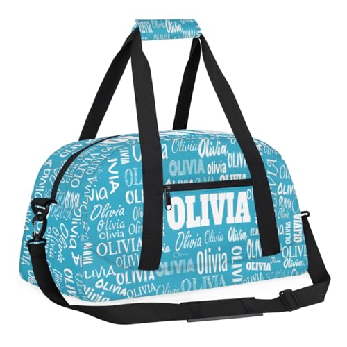 Personalized Dance Bag, Cheerleader Bag Gym Sport Duffel Bag Weekender Bags Travel Duffel Bag, Dark Turquoise Blue Solid Color - color: Color10
