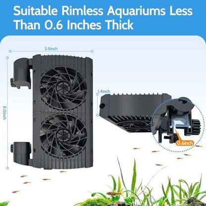 Upgrade Aquarium Fan with Memory Function,Fish Tank Cooling Fan,Aquarium Cooler Water Chiller for Axolotl Betta Fish Accessories with Adjustable Speed and Timer - size: 2 fan