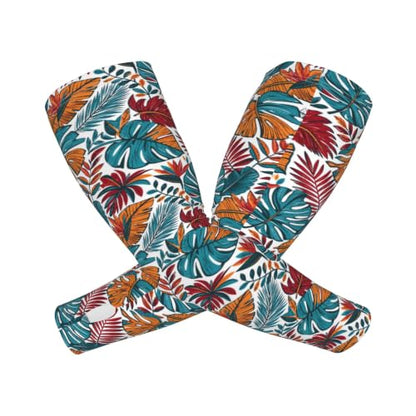 Arm Sleeves Outdoor Garden Sports Cooling Sun Sleeve for Women Men Farm - color: Hawaiian Leaves Tropical