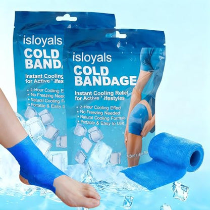 2 Packs Ice Tape - Instant Cooling and Compression Tape for Athletes, No Refrigeration Needed, Self Stick Bandage Wrap for Pain & Swelling Relief (Blue) - color: Blue-2pack