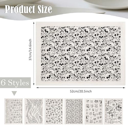 SUPERDANT 6 Style Skull Cat Fish Underglaze Paper Transfer Ginkgo Cowboy Transfer Paper for Clay Ceramic Porcelain Under Glaze Transfers for Pottery Enamel Decals Black Underglaze Decal Papers Gifts