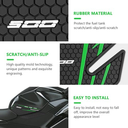 for Ninia 500 Z500 Ninja 500 SE ninja500 2024 2025 2026 New Accessories Side Fuel Tank Pads Protection Stickers Decals Fuel Tank Knee Pads Traction Pads Fuel Tank Pads Anti-Slip Side - color: Green