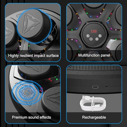 Upgrade Music Boxing Machine For Adults Kids, Interactive Music Punching Machine with Gloves 12 Modes 12 Speeds, Wall Mounted Electronic Boxing Punching Pad with Wireless Connection LED Display
