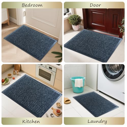 Front Door Mat, 4'x6'Indoor Outdoor Welcome Commercial Floor Mats | Heavy Duty Durable Inside Outside Entrance, Waterproof All-Season, All-Weather Non Slip Backing Doormat for Entryway, Black - size: 48"x72"