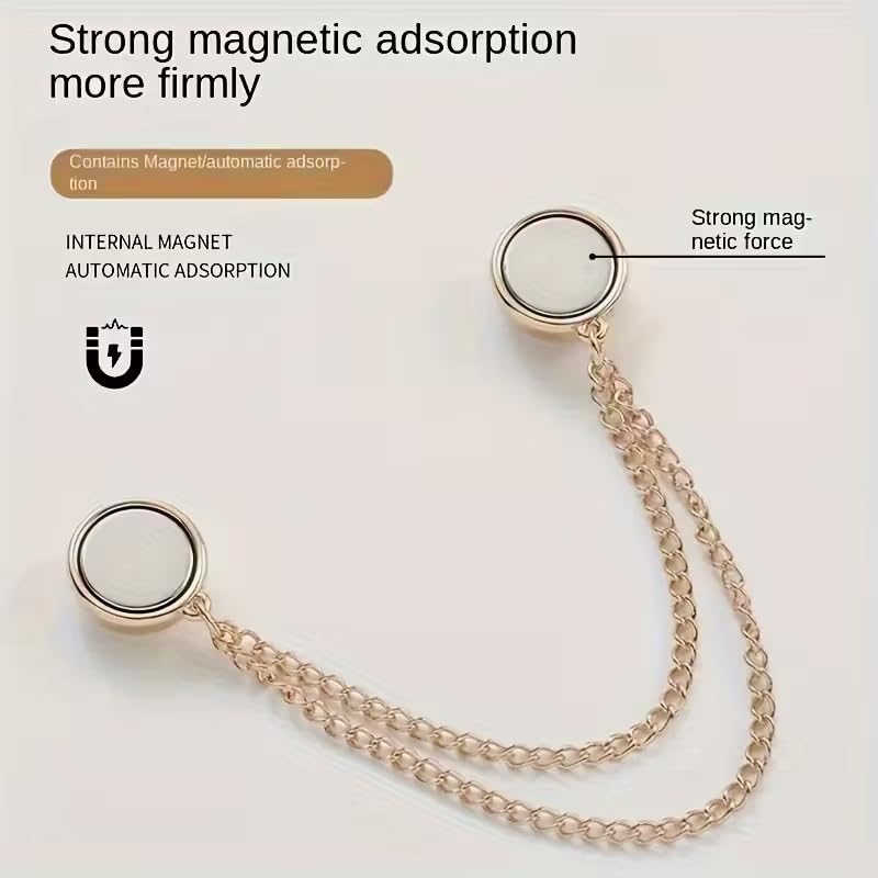 6PCS Magnetic Shirt Clips for Women, Adjustable Chain Clothing Clips No-Sew Magnetic Fasteners for Shirts, Sleeves, Skirts, Pants & Dress Waist Cinch Accessories (3 Colors 6pcs)