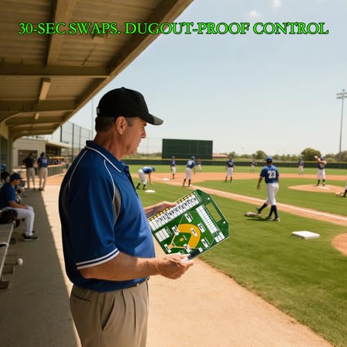 Magnetic Baseball Lineup Board for Coaches - Professional Dugout Clipboard with Dry Erase Whiteboard, 30 Magnets, 12 Tokens & Carry Case | Coaching Accessories for Baseball/Softball - style: With a handbag