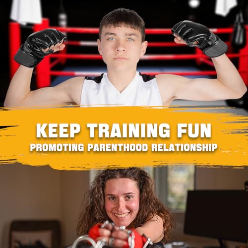 14 Pcs Boxing Set Boxing Equipment Set for Beginners Including 2 Pair of 6 oz Boxing Gloves Headgear Helmet Hand Wraps Mouth Guards Gifts Training Equipment - color: Red & Black-MMA