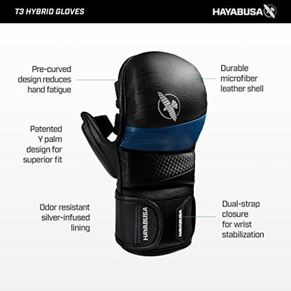 Hayabusa T3 7oz Training Sparring MMA Gloves for Men and Women - color: Black, size: Small