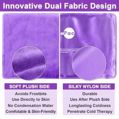 AiricePac Extra Large Gel Flexible Back Ice Packs for Injuries Reusable, 11”x 20” Cold Compress Therapy Wrap for Knee Leg Neck Shoulder Hip Back Pain Relief, Swelling, Bruises, Surgery, Purple - style: Pueple XXL 1 PACK