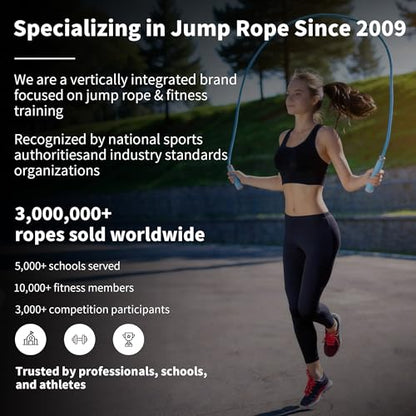 YUEDONG Fitness Jump Rope for Women & Men, 7MM PVC Cardio Rope for Fat Burning, Tangle-Free Ball Bearings, Adjustable Length, Beginner Home Workout Rope - color: BLUE