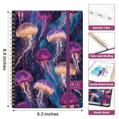 Planner 2026–2027, Academic Monthly Weekly Spiral Calendar, July 2026 – June 2027, Hardcover Agenda Notebook with Tabs, 6.3" x 8.5", Perfect for Students, Teachers, School & Daily Planning - Ocean Glow - color: W-Ocean Glow, size: (6.3"x8.5")a5