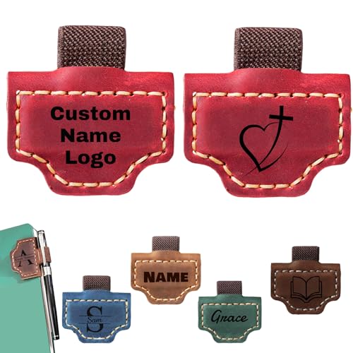Personlized Magnetic Leather Bookmarks with Pen Holder, Customized Book Marks Clip 26 Letters Bookmark for Reading Women, Men, Cute Initials Book Markers for Book Lovers (Style1) - color: Style1
