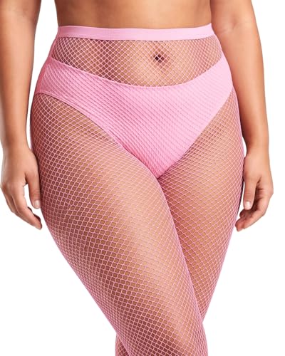 ZINTEDI 2 Pairs Plus Size Black Fishnet Stockings for Women High Waist Fishnet Tights - color: Pink