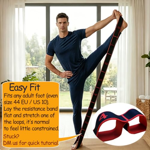Resistance Bands for Legs: 8-Section Stretching Strap Yoga Strap with Loops | Stretch Bands for Exercise, Elastic Band Stretch Strap for Glutes Physical Therapy, Dance Flexibility Home Pilates Equipment - color: Black