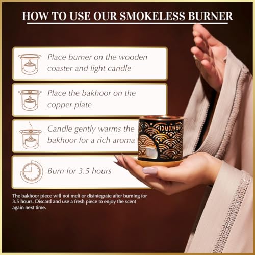 Oud Bakhoor Variety Box & Burner by Dukhni | Arabian Oudh Incense Set with Candle Incense Burner| 20 pcs Arabic bukhoor Incense Bricks, 10 Mixed scents | Islamic, Eid & Ramadan Gifts | Home Fragrance